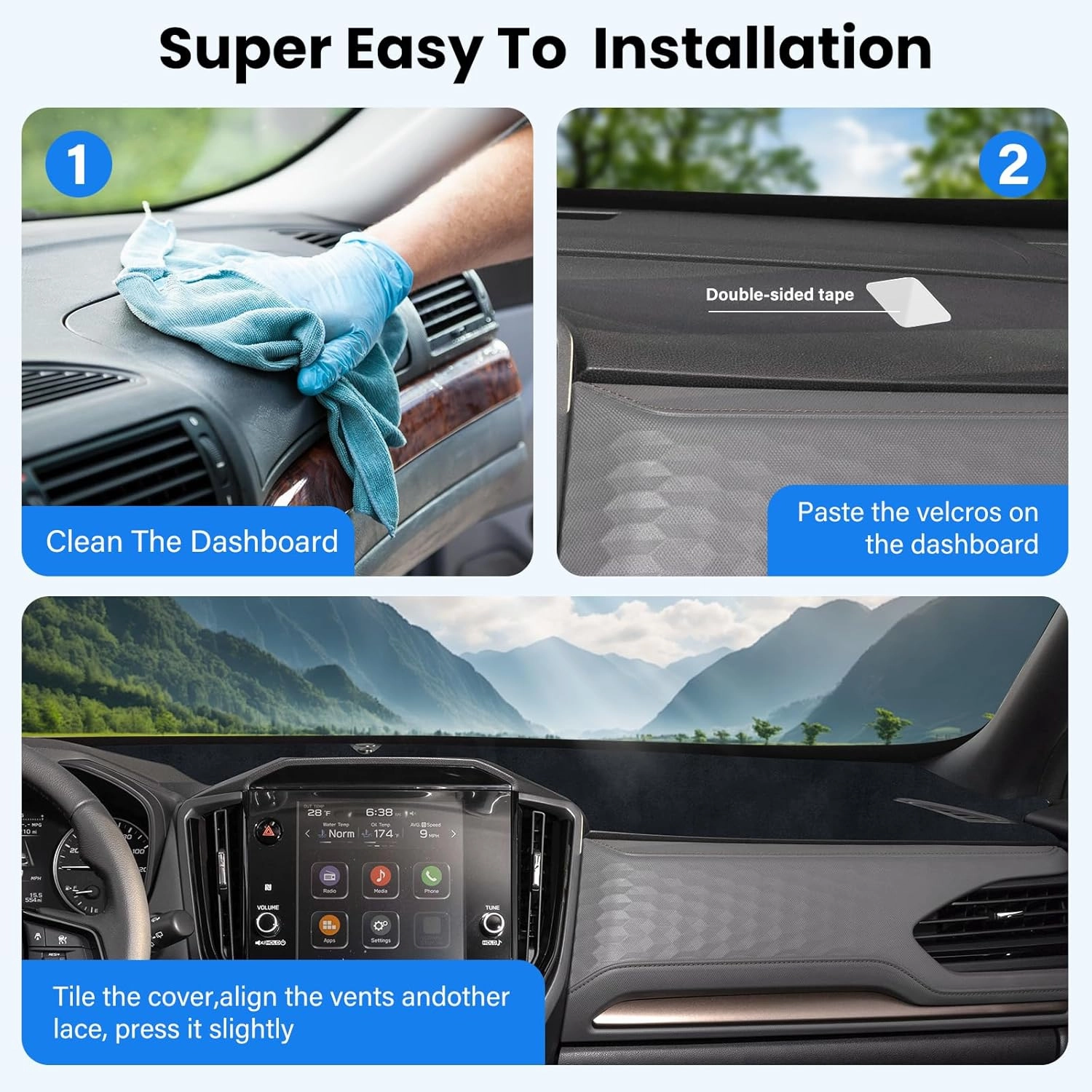 Dash Cover Dashboard Cover Mat Compatible with 2025 Forester - Flannel Dash Mat Sunshade UV Protector