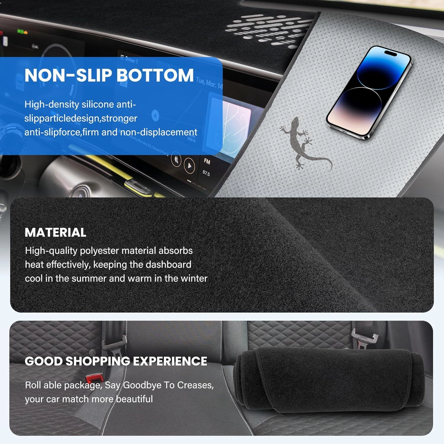 Dashboard Cover Dash Cover Mat Compatible with Hyundai Kona 2024 2025 Accessories,Dash Mat Sunshade UV Protector Non-Slip