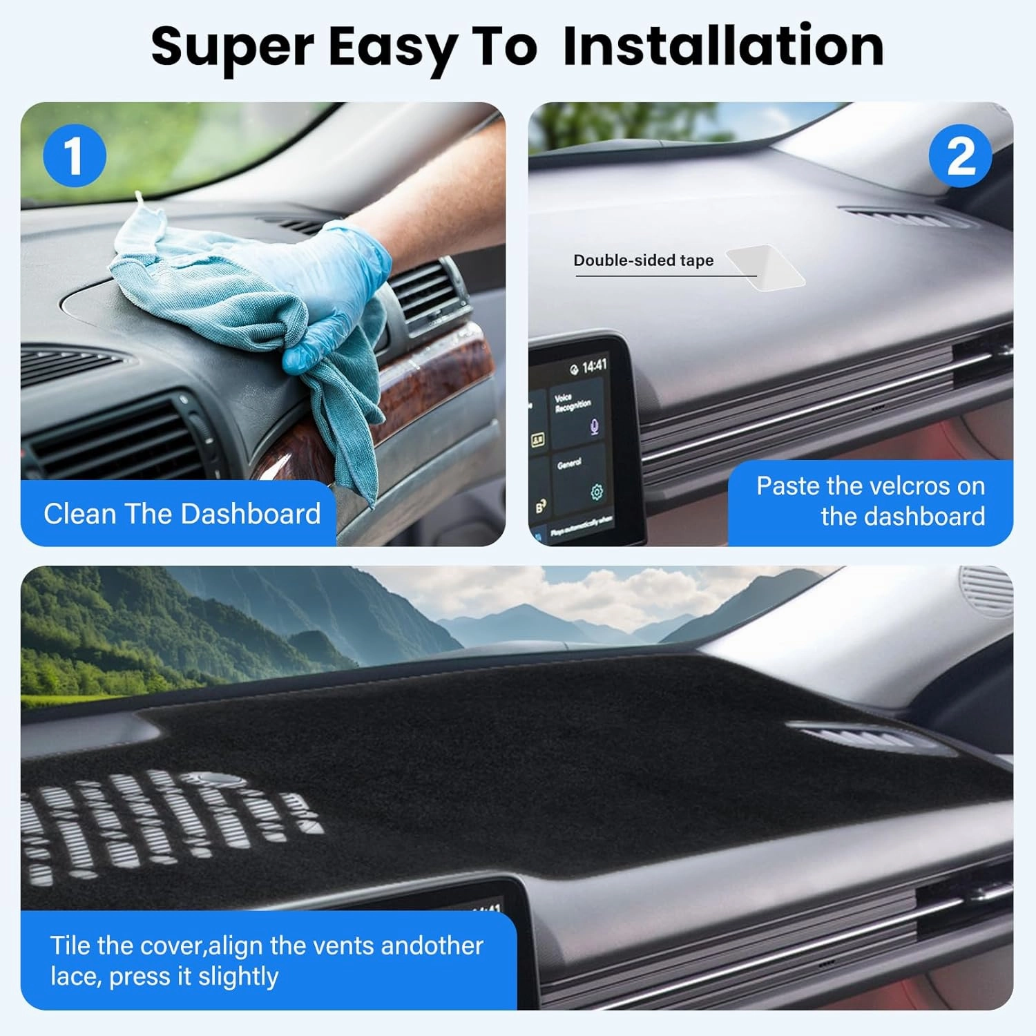 Dashboard Cover Dash Cover Mat Compatible with Hyundai Kona 2024 2025 Accessories,Dash Mat Sunshade UV Protector Non-Slip