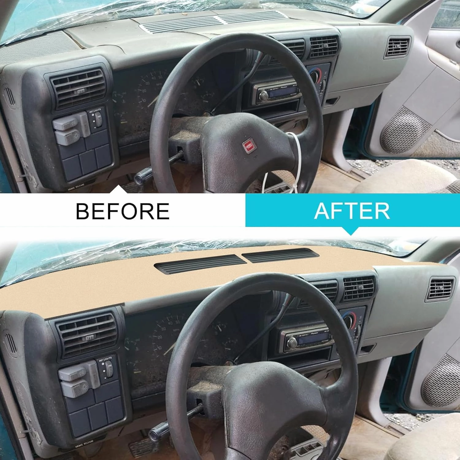 Dashboard Cover Dash Cover Mat Pad Custom Fit for 1994-1997 Chevrolet Chevy S10 Blazer/GMC Jimmy Sonoma/96-97 Olds Oldsmobile Bravada(94-97 Beige)