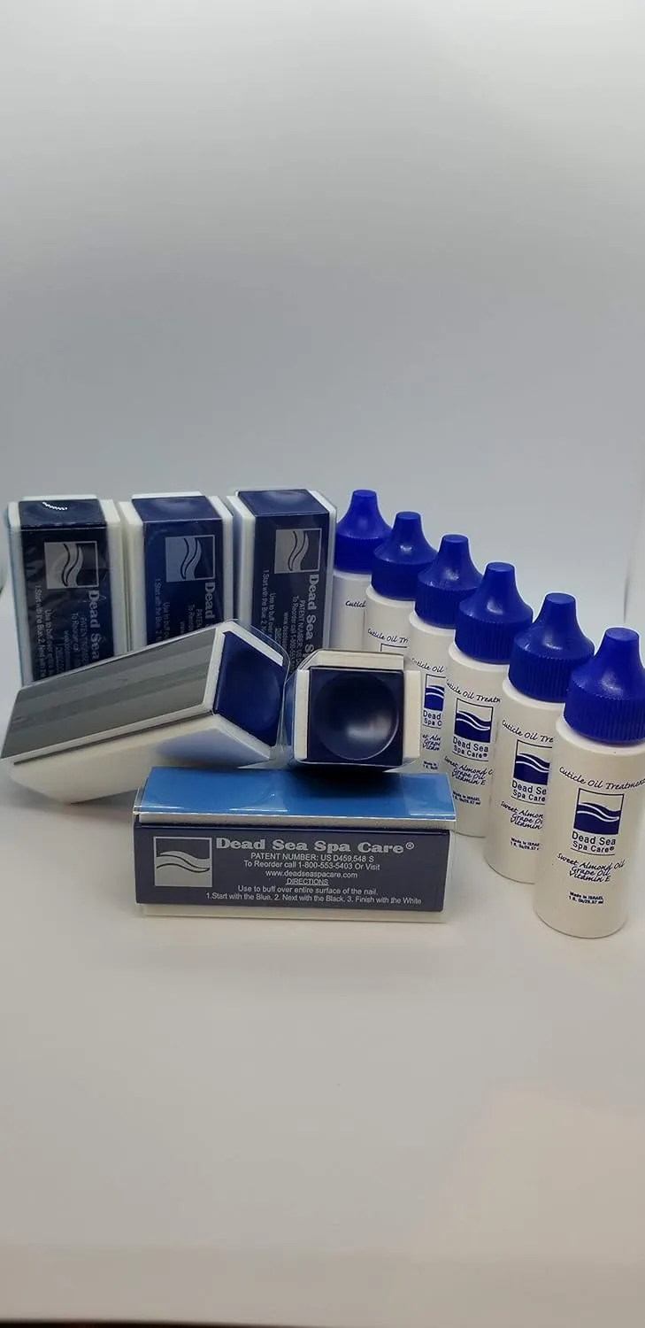 Dead Sea Products: SIX Professional, Patented Nail Buffer and SIX Cuticle Oil Treatment, Natural Shine Manicure Tool