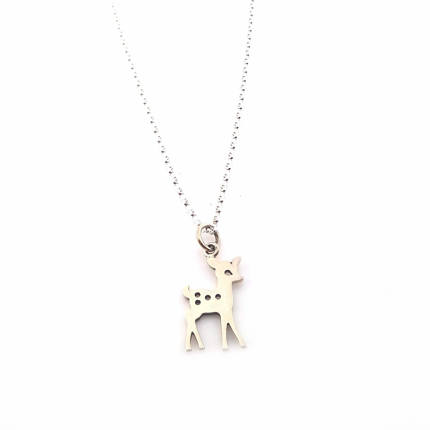 Deer Charm Necklace - Fawn Animal Deer Pendant - Sterling Silver Jewelry - Handmade in Raleigh, NC
