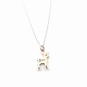 Deer Charm Necklace - Fawn Animal Deer Pendant - Sterling Silver Jewelry - Handmade in Raleigh, NC