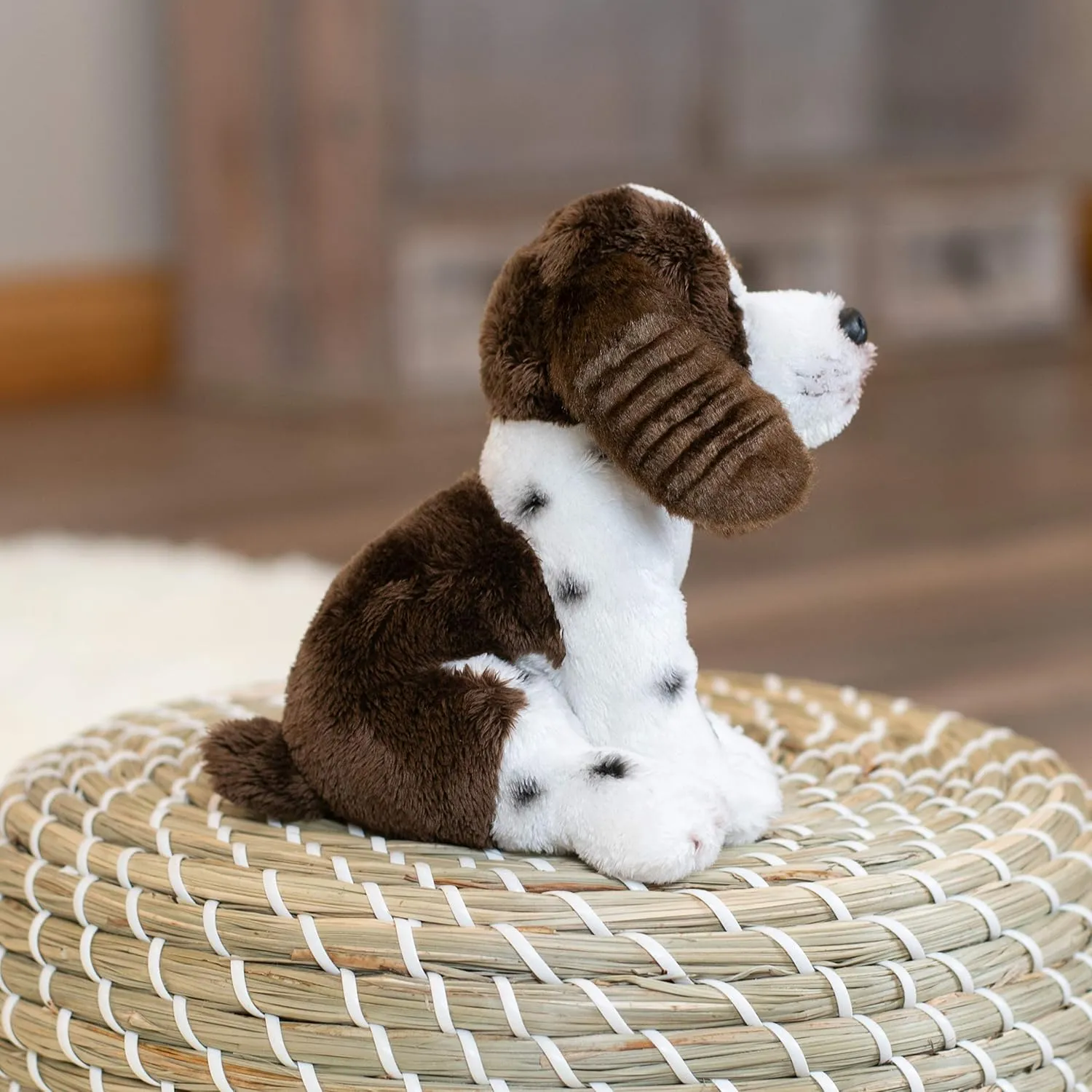 DEMDACO Springer Spaniel Plush Fabric Beanbag Figure Toy Brown and White, 6 Inch