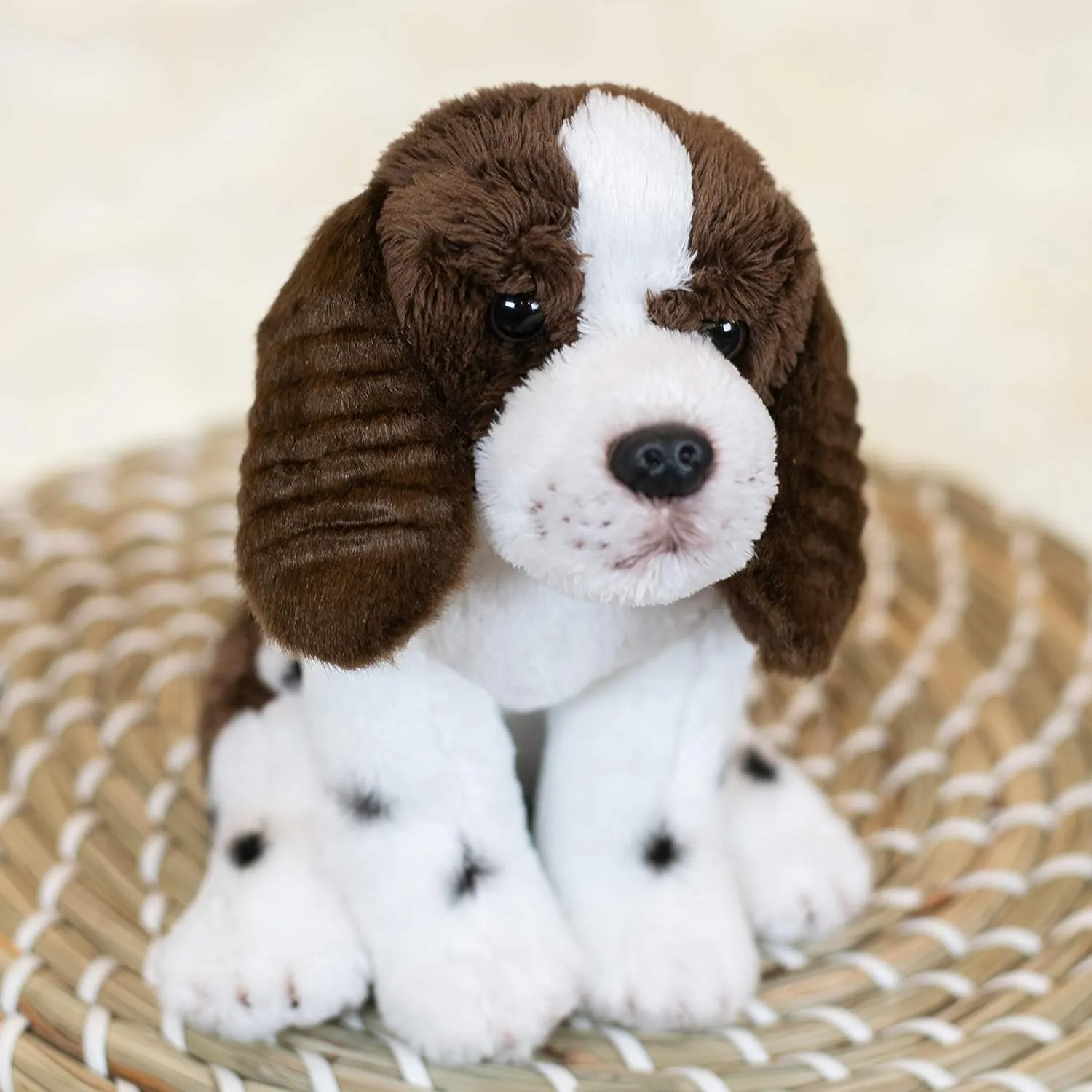 DEMDACO Springer Spaniel Plush Fabric Beanbag Figure Toy Brown and White, 6 Inch