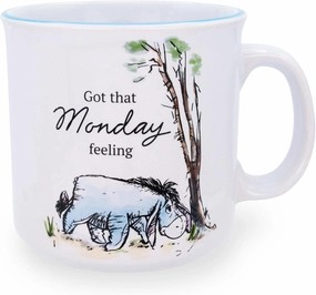 Disney Winnie the Pooh Eeyore "Monday Feeling" Ceramic Camper Mug | BPA-Free Travel Coffee Cup For Espresso, Caffeine, Cocoa, | Home & Kitchen Essential | Cute Gifts and Collectibles | Holds 20 Ounces