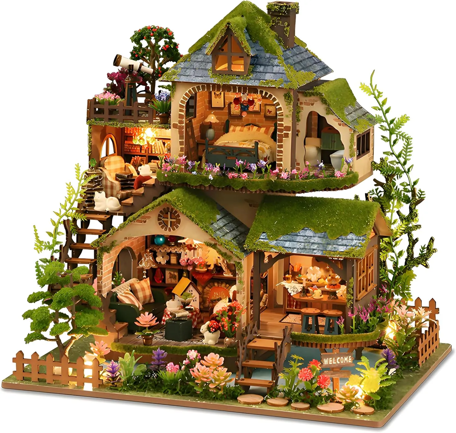 DIY Miniature House Kit,Tiny House Forest Adventure,DIY Dollhouse Miniature Kit for Adults Teen,Mini House Building kit,3D Decompression Wooden Craft Mini Model Kit,Birthday Gifts Home Decor