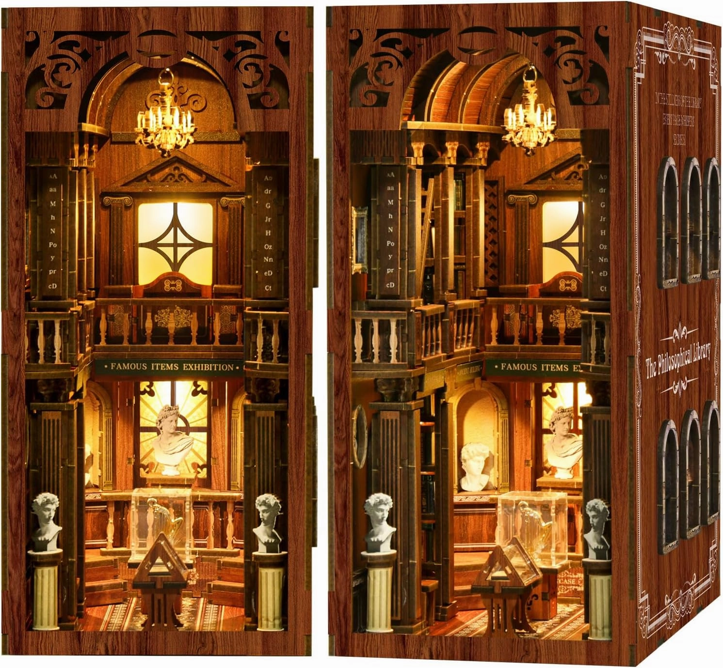 DIY Book Nook Kit, 3D Wooden Puzzle DIY Miniature Mini House Booknook Kit Bookend Bookshelf Insert Decor with LED Light for Adults Magic Book Bookshelf Decor Wood Crafts Gifts