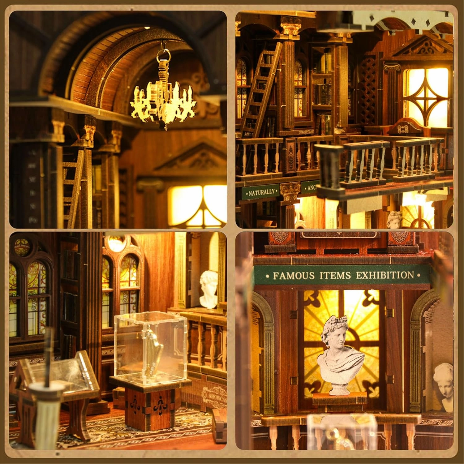 DIY Book Nook Kit, 3D Wooden Puzzle DIY Miniature Mini House Booknook Kit Bookend Bookshelf Insert Decor with LED Light for Adults Magic Book Bookshelf Decor Wood Crafts Gifts