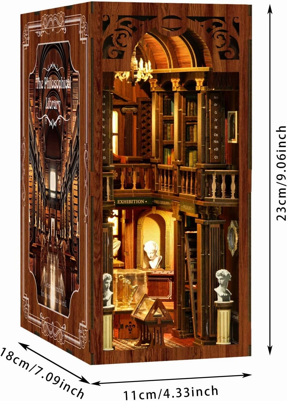 DIY Book Nook Kit, 3D Wooden Puzzle DIY Miniature Mini House Booknook Kit Bookend Bookshelf Insert Decor with LED Light for Adults Magic Book Bookshelf Decor Wood Crafts Gifts