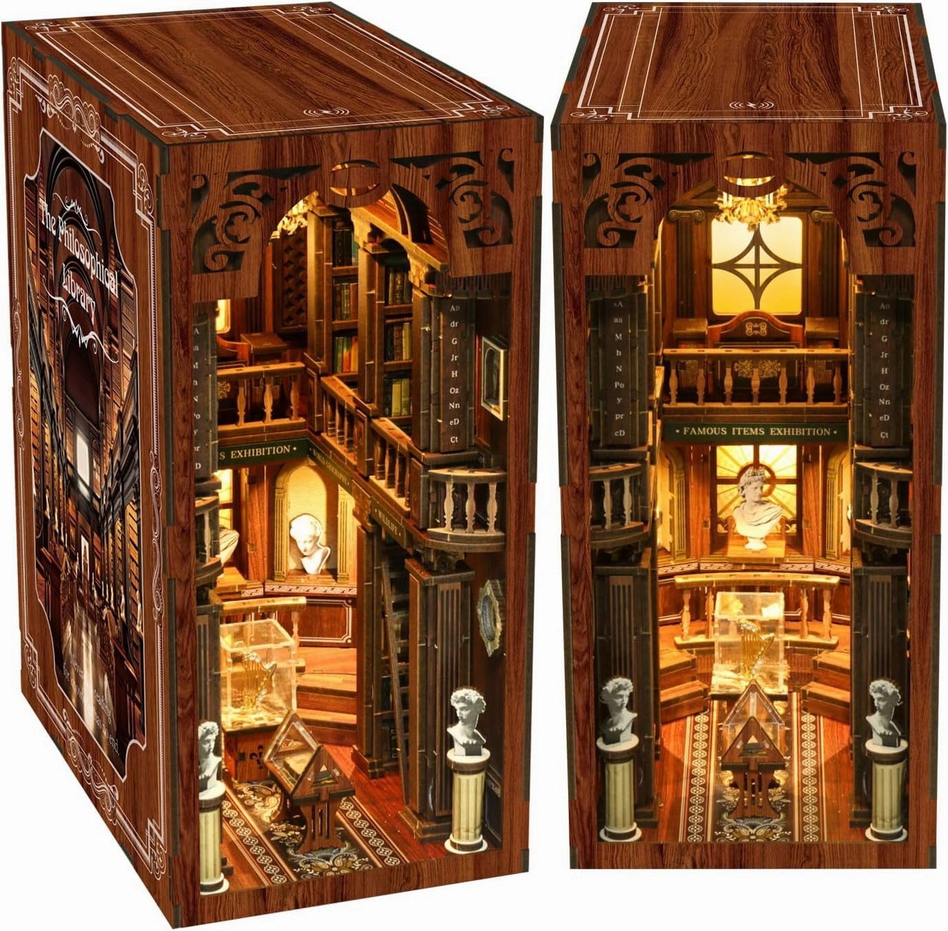 DIY Book Nook Kit, 3D Wooden Puzzle DIY Miniature Mini House Booknook Kit Bookend Bookshelf Insert Decor with LED Light for Adults Magic Book Bookshelf Decor Wood Crafts Gifts