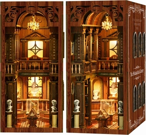 DIY Book Nook Kit, 3D Wooden Puzzle DIY Miniature Mini House Booknook Kit Bookend Bookshelf Insert Decor with LED Light for Adults Magic Book Bookshelf Decor Wood Crafts Gifts