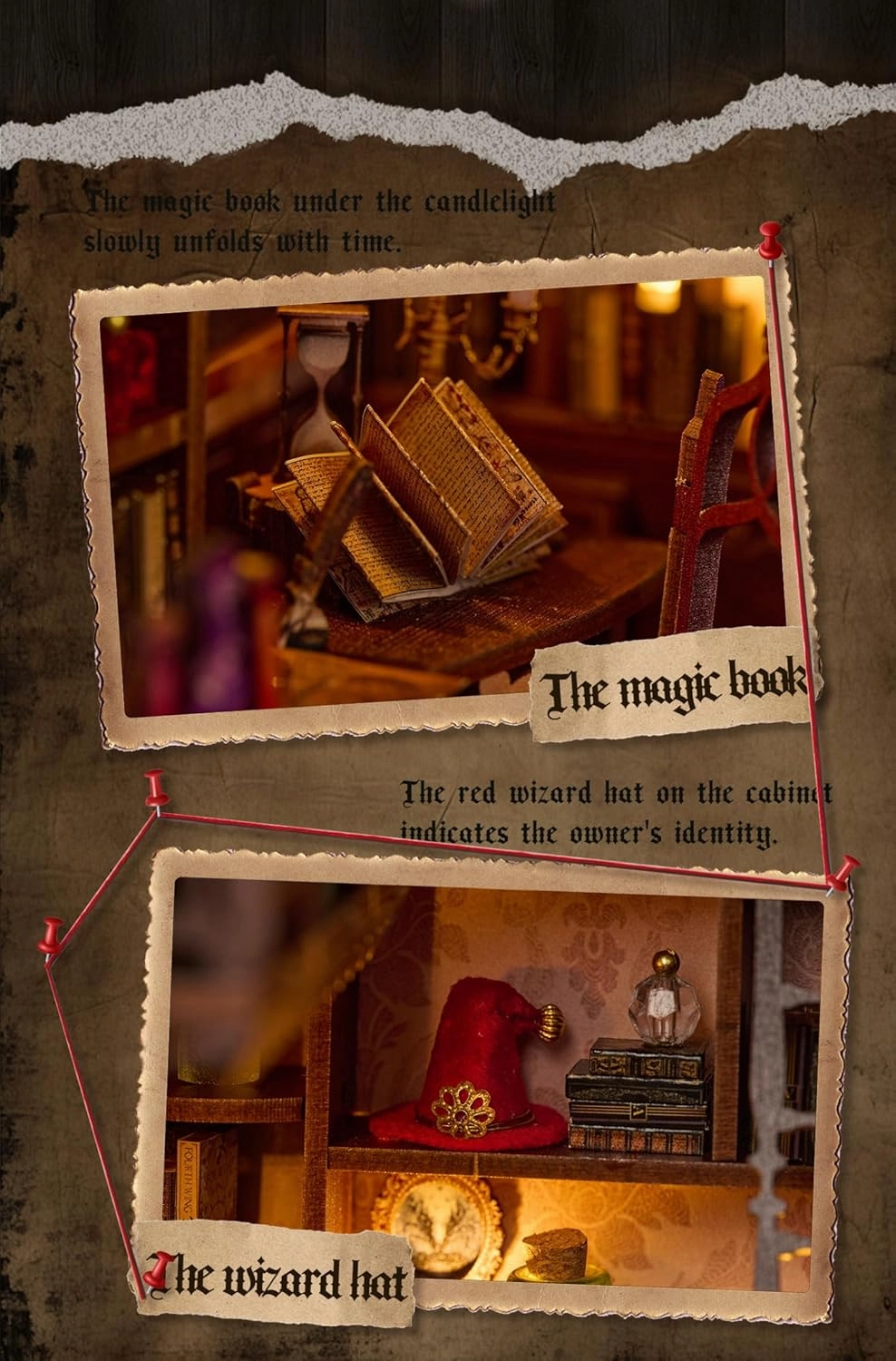 DIY Book Nook Kit,DIY Magic Dollhouse,Miniature House Kit for Adults Teens,3D Wooden Puzzles with LED Dust Cover,Bookend Booknook Bookshelf Home Decor,Birthday Halloween Friends Gifts