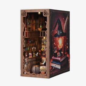 DIY Book Nook Kit for Adults 3D Wooden Puzzle Miniature House for Bookshelf Insert Decor Dollhouse Bookend Booknook Kits with LED Light Christmas Crafts Gifts for Teens