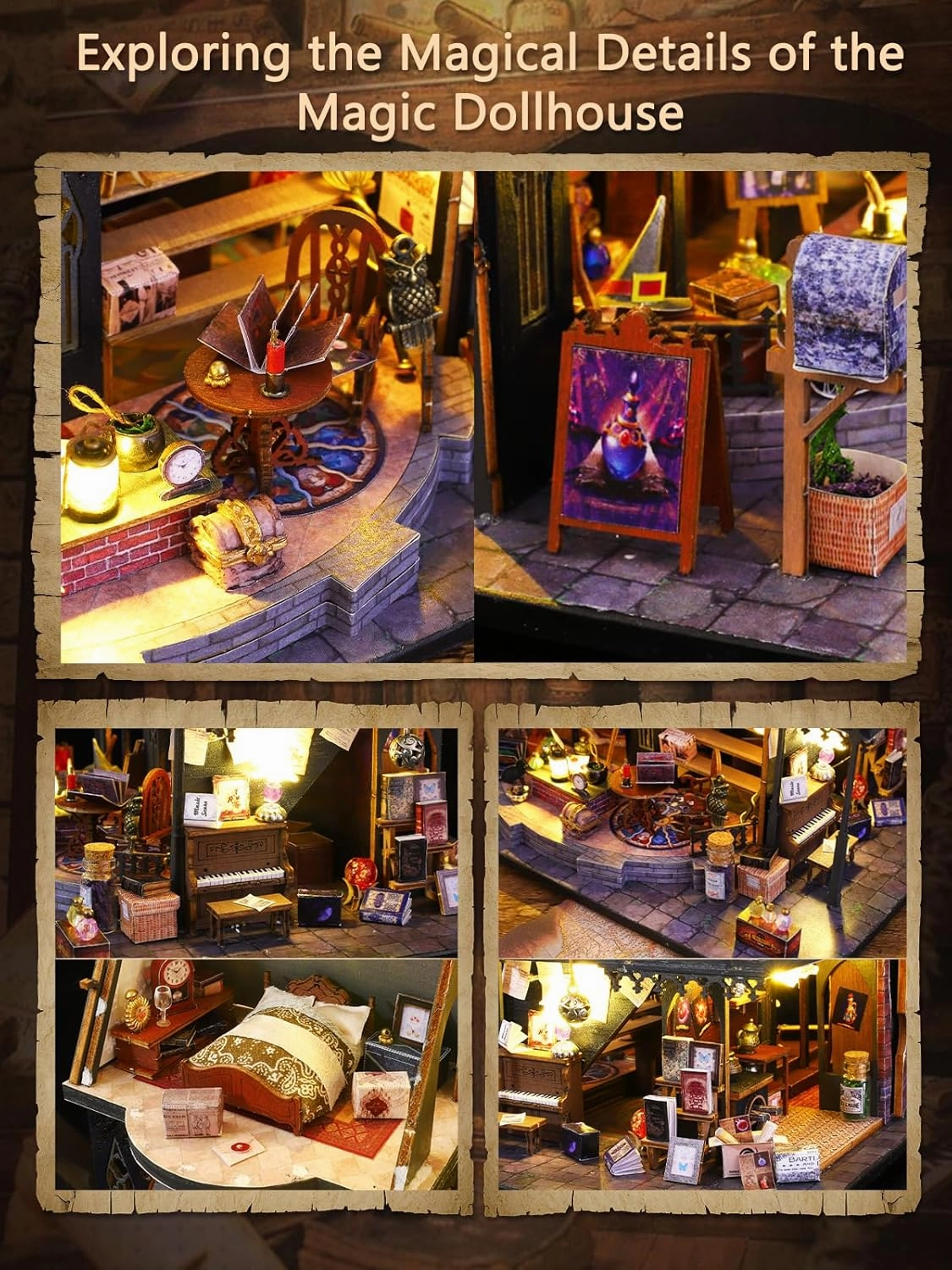 DIY Dollhouse Set, Miniature Doll House Kit with LED Accessories Furniture, 3D Wooden Puzzles for Adults, Craft Gifts for Teens Girls Boys Ages 12 