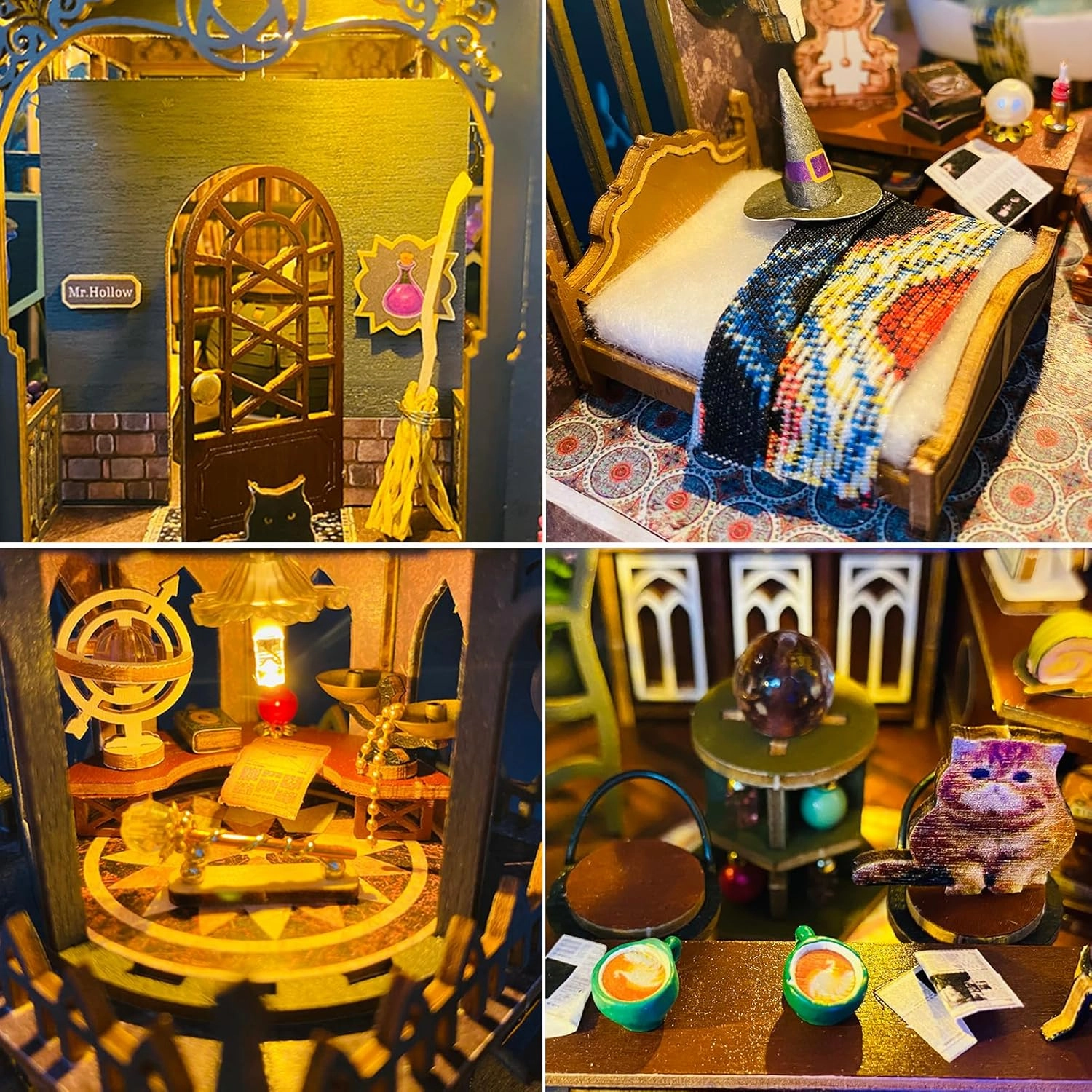 DIY Miniature House Kit: 3D Wooden Puzzle Miniature Kit with LED Lights, Small Tools & Music Box, Tiny House Diorama Building Kit for Adults Teens, Mini Wooden Dollhouse Creative Gift