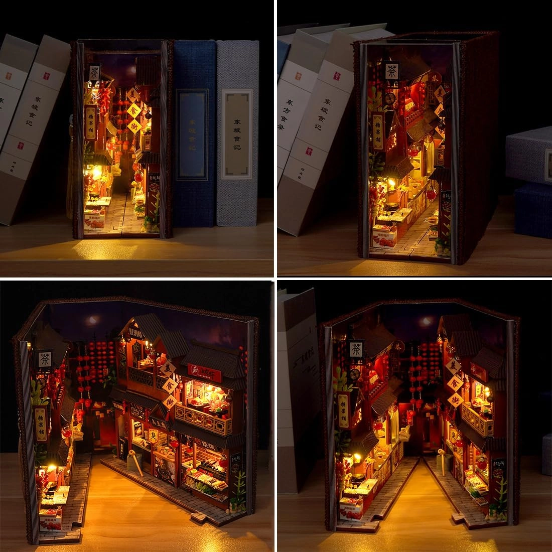 DIY Wooden Puzzle Model 3D Miniature Scene Crafts, Book Nook Shelf Insert Kits Handmade Miniature Dollhouse Toys for Adults Gift