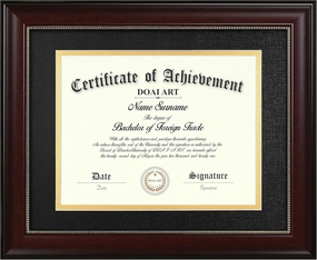 DOAI ART 8.5 x 11 Diploma Frame Classic Mahogany Display 8.5x11-inch with Black Over Gold Mat or 11x14 Document &Certificate Without Mat, Gold Beads Hanging Hardware Included, Tabletop