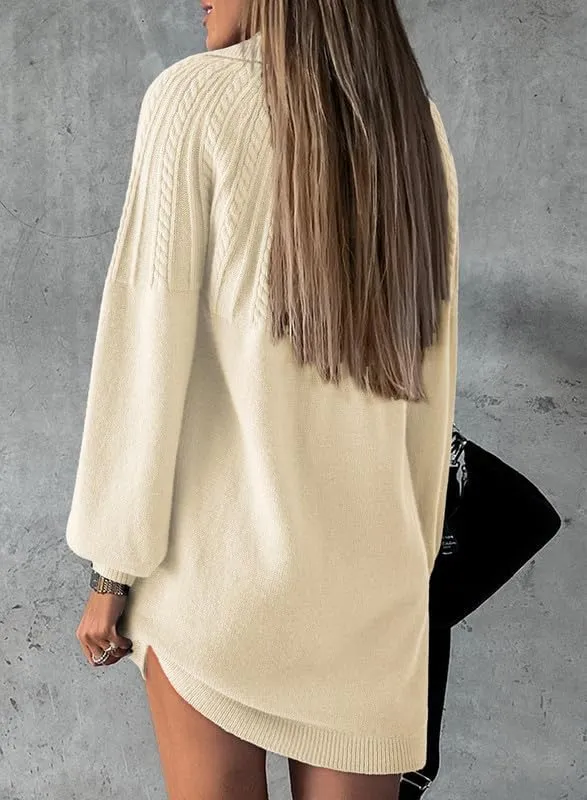 Dokotoo Womens 2024 Fall Sweater Dress Long Sleeve Button Up Cable Knit Chunky Pullover Sweaters Winter Dress