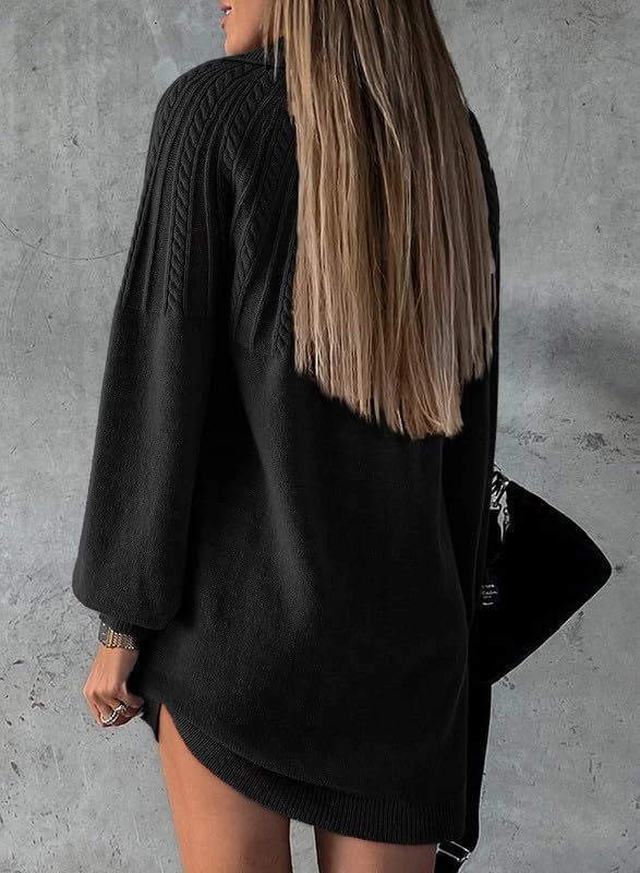 Dokotoo Womens 2024 Fall Sweater Dress Long Sleeve Button Up Cable Knit Chunky Pullover Sweaters Winter Dress