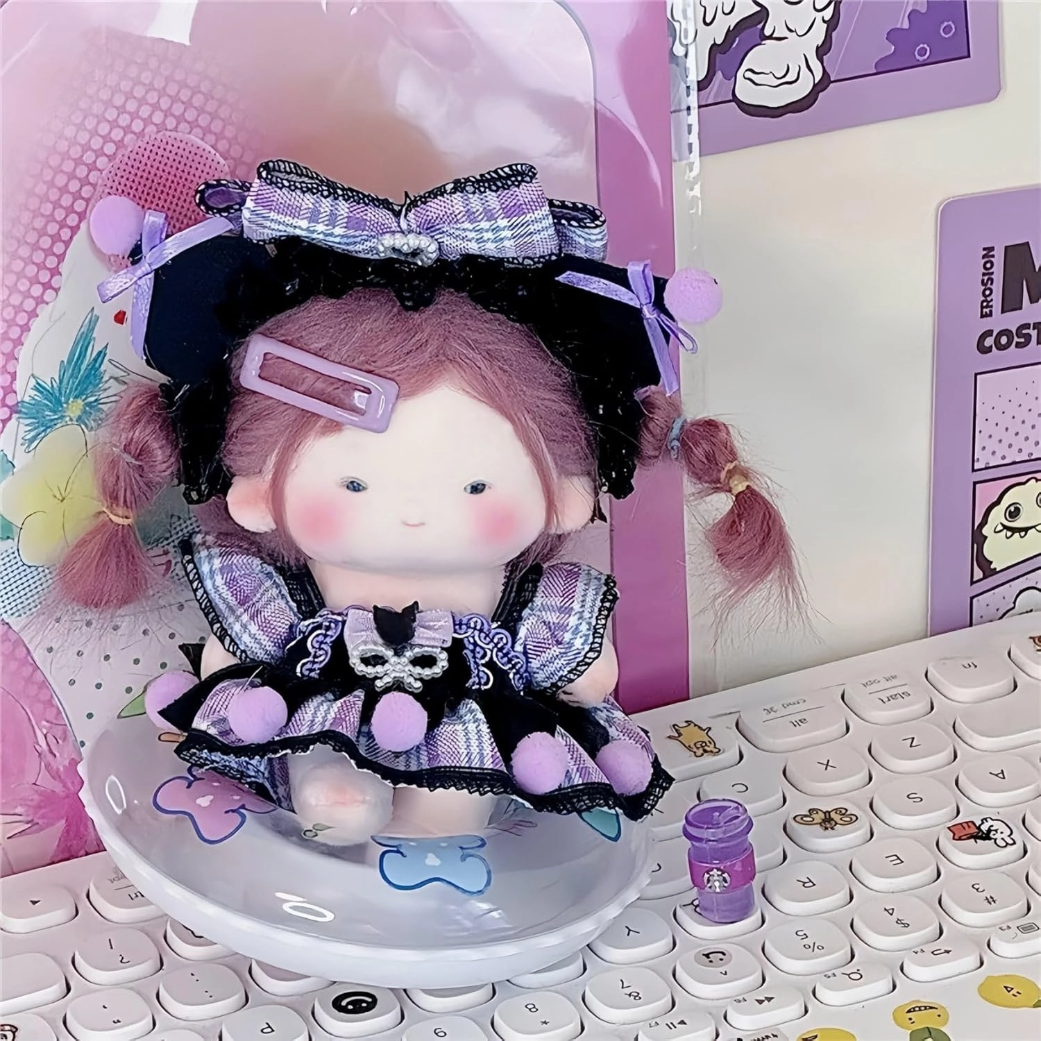 Doll Clothing Set, Suitable for Collectible Dolls Clothing，Fits Most 17cm Accessories (Black Pink)