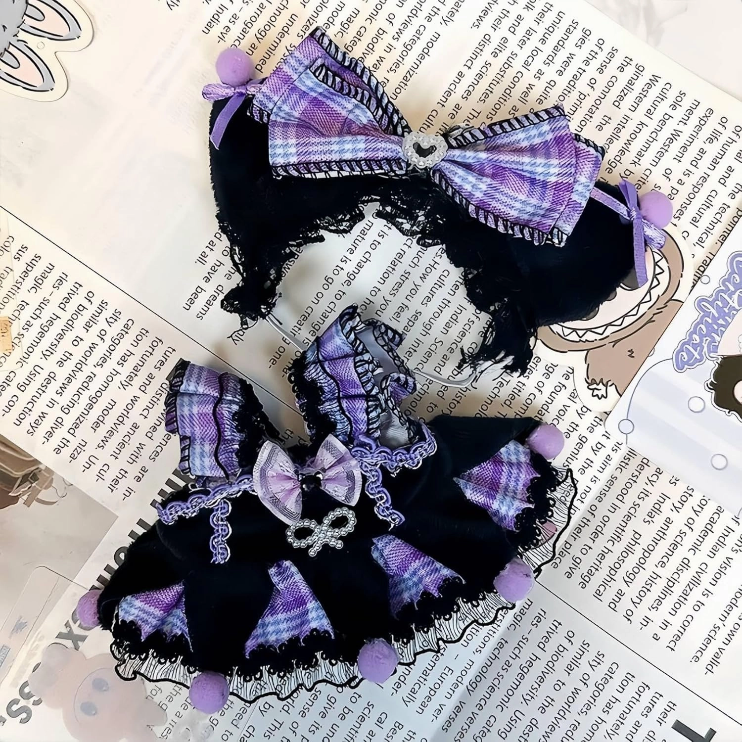 Doll Clothing Set, Suitable for Collectible Dolls Clothing，Fits Most 17cm Accessories (Black Pink)