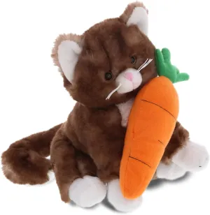 DolliBu Happy Easter Super Soft Plush Brown Cat with Carrot - Cute Stuffed Animals with Carrot Plush Toy, Perfect Easter Holiday Surprise Gift - 7" Inches