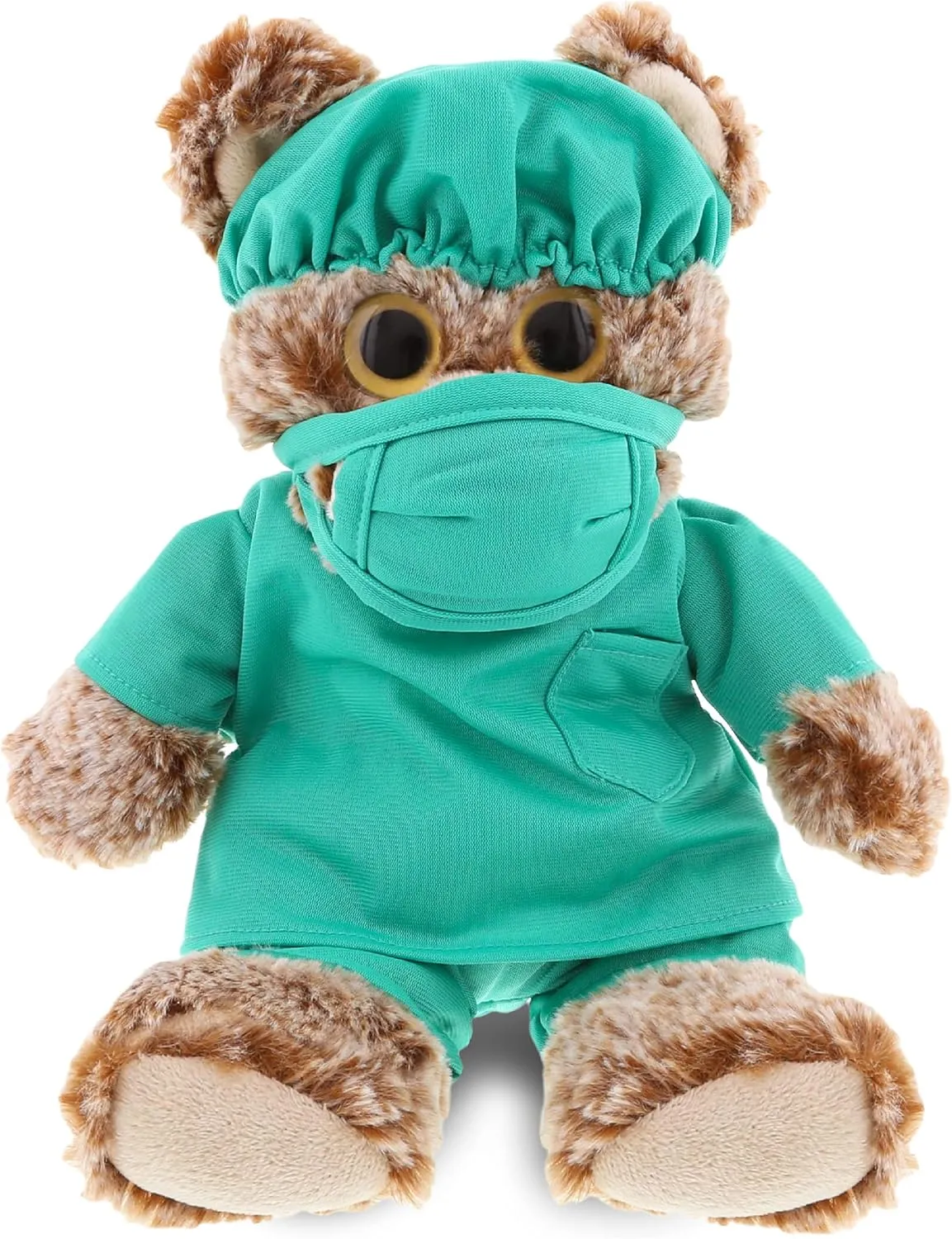 DolliBu Sitting Brown Bear Doctor Plush Toy - Super Soft Bear Doctor Stuffed Animal Dress Up with Cute Uniform and Cap Outfit - Fluffy Toy Plush Gift - 9 Inches
