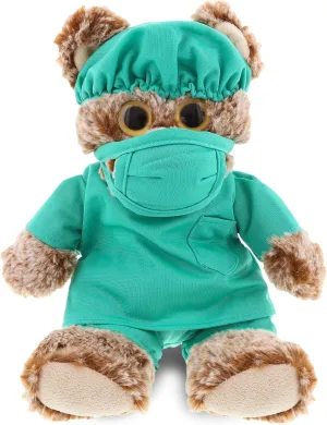 DolliBu Sitting Brown Bear Doctor Plush Toy - Super Soft Bear Doctor Stuffed Animal Dress Up with Cute Uniform and Cap Outfit - Fluffy Toy Plush Gift - 9 Inches
