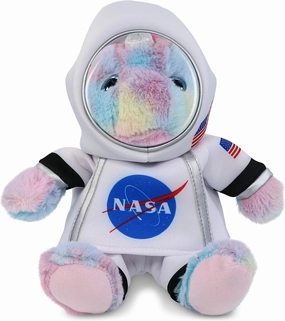 DolliBu Sitting Rainbow Unicorn Astronaut Plush Toy - Fantasy Astronaut Stuffed Animal with Space Helmet and NASA Astronaut Suit, Spaceman Doll Decor for Girls and Boys with Personalization - 9 Inch