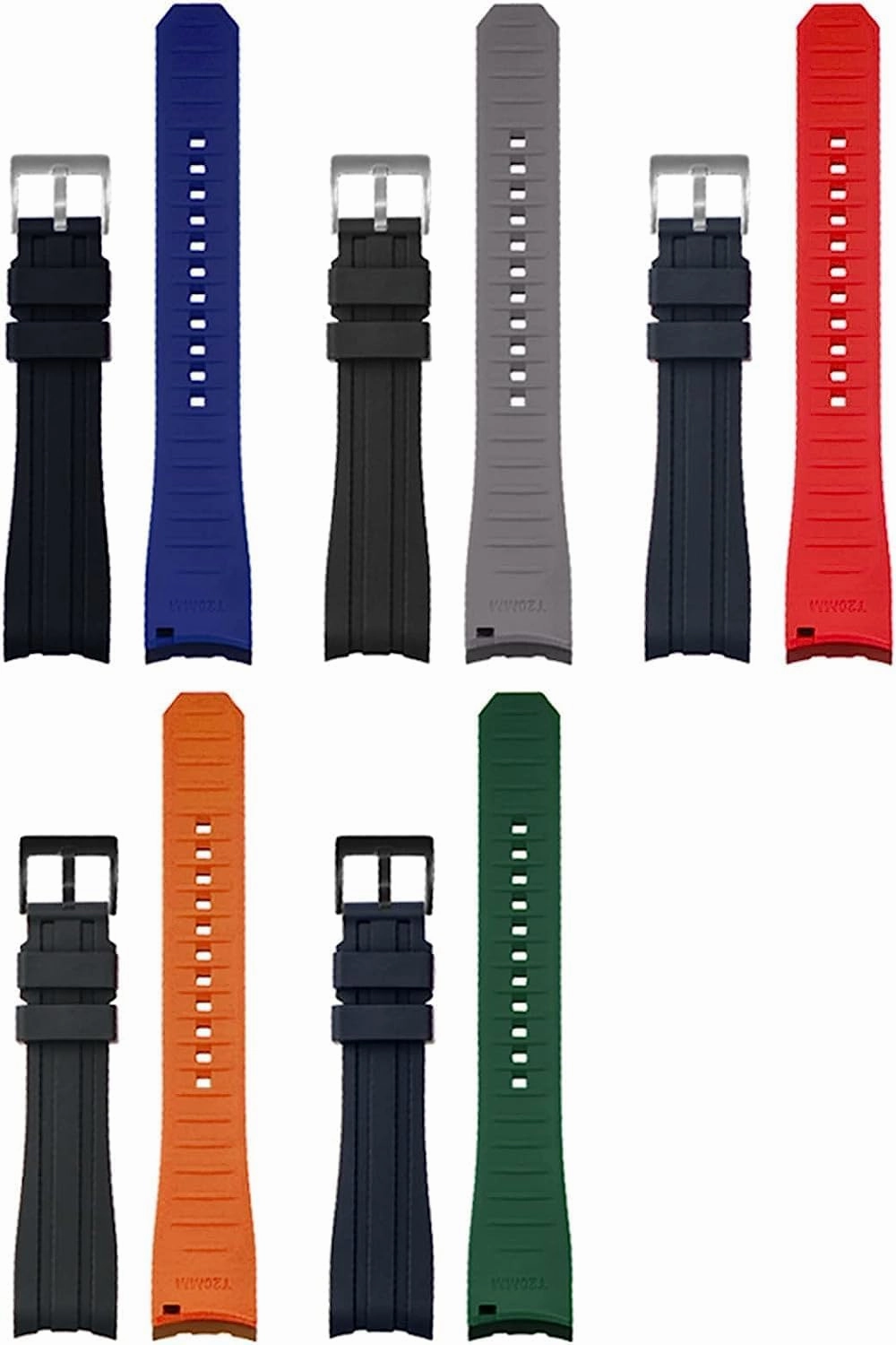 Double Color Silicone Watch Strap For Rolex Arc Mouth Watchband Bracelet Belt 20mm 22mm