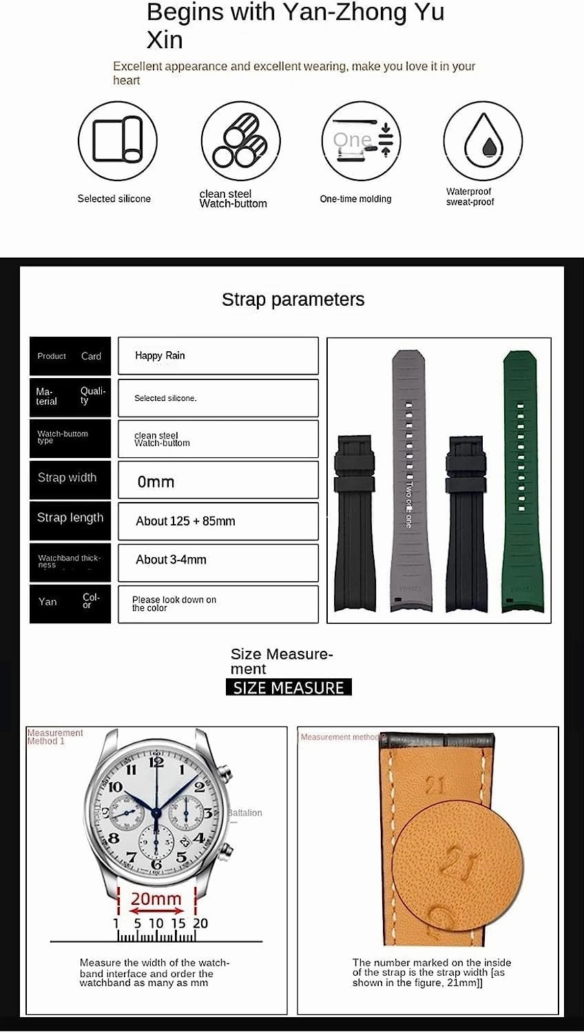 Double Color Silicone Watch Strap For Rolex Arc Mouth Watchband Bracelet Belt 20mm 22mm