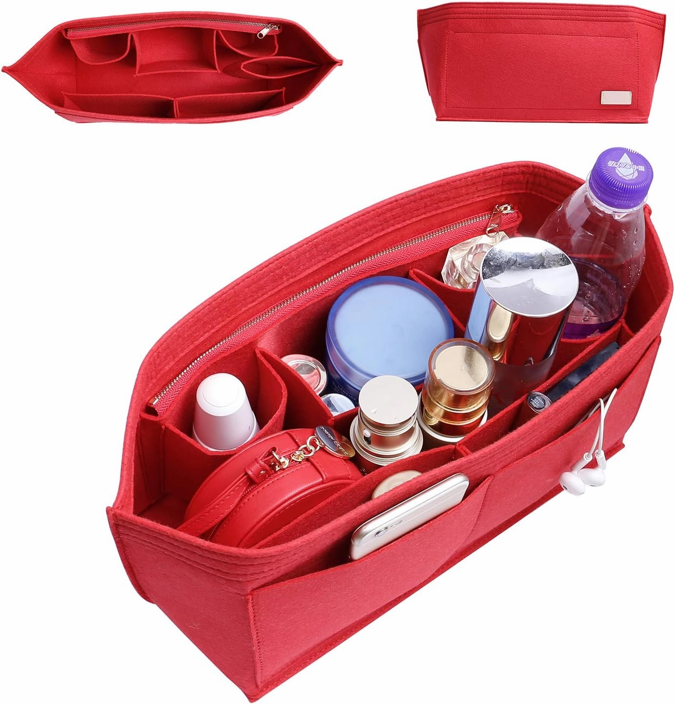 Doxo Purse Organizer Insert Handbag&Tote Felt Bag Fits for Speedy 35 and Neverfull MM Red