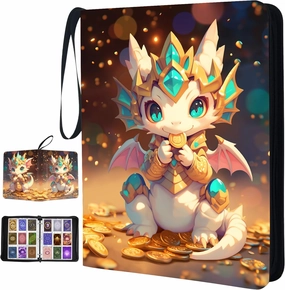 Dragon Trading Card Binder 9 Pocket, Card Binder 900 Pockets Holder 900 Cards Collectible with Game Cards, Zipper Binder for Boys Girls and Collectors