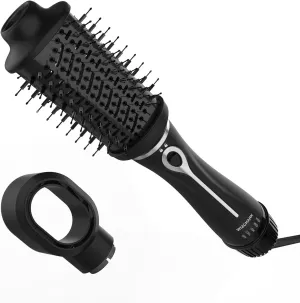 Dual Voltage Hair Dryer Brush, Wizchark Blow Dryer Brush for Straightening/Curling/Drying, One-Step Hot Air Brush & Volumizer W/Negative, 4 Temperature Settings, Detachable Design for European Travel
