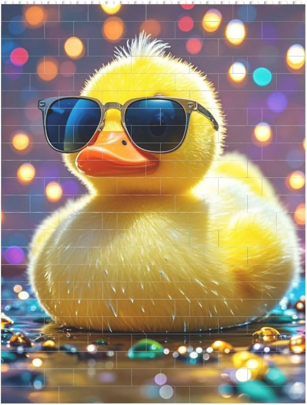 Ducky with Sunglasses Building Block Puzzle Personalized Building Bricks for Adults Square Shaped Block Puzzle Building Valentine's Day Gifts for Home Decor Brick Puzzle