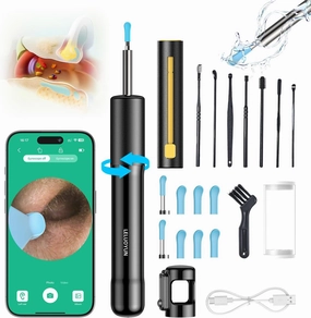 Ear Wax Removal Tool with Camera, E-3 Upgraded Smart 1080P Ear Camera Wax Removal, 6LED Lights and 8 Ear Picks, Ear Wax Removal Camera That Turns on by Turning with Multiple Ear Wax Cleaning