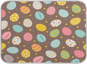 Easter Eggs Polka Dot Dish Drying Mat, Absorbent Drying Pad Dish Mat Large Kitchen Mat, 18" x 24"