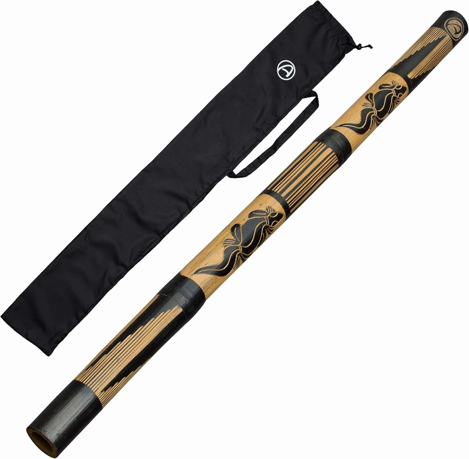 Easy-to-Play Bamboo Didgeridoo for Beginners - Featuring Hand-Carved Designs and Nylon Bag. FREE DIDGERIDOO KEYCHAIN AND DISCOUNT COUPON FOR DIDGERIDOO LESSONS INCLUDED