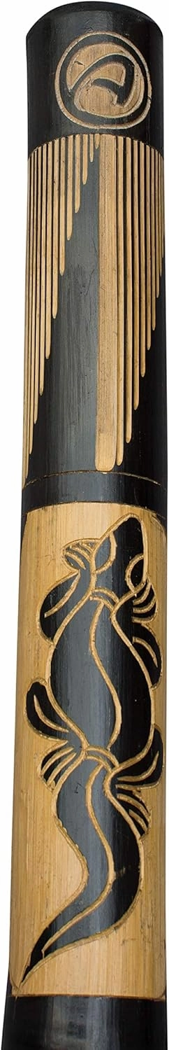 Easy-to-Play Bamboo Didgeridoo for Beginners - Featuring Hand-Carved Designs and Nylon Bag. FREE DIDGERIDOO KEYCHAIN AND DISCOUNT COUPON FOR DIDGERIDOO LESSONS INCLUDED