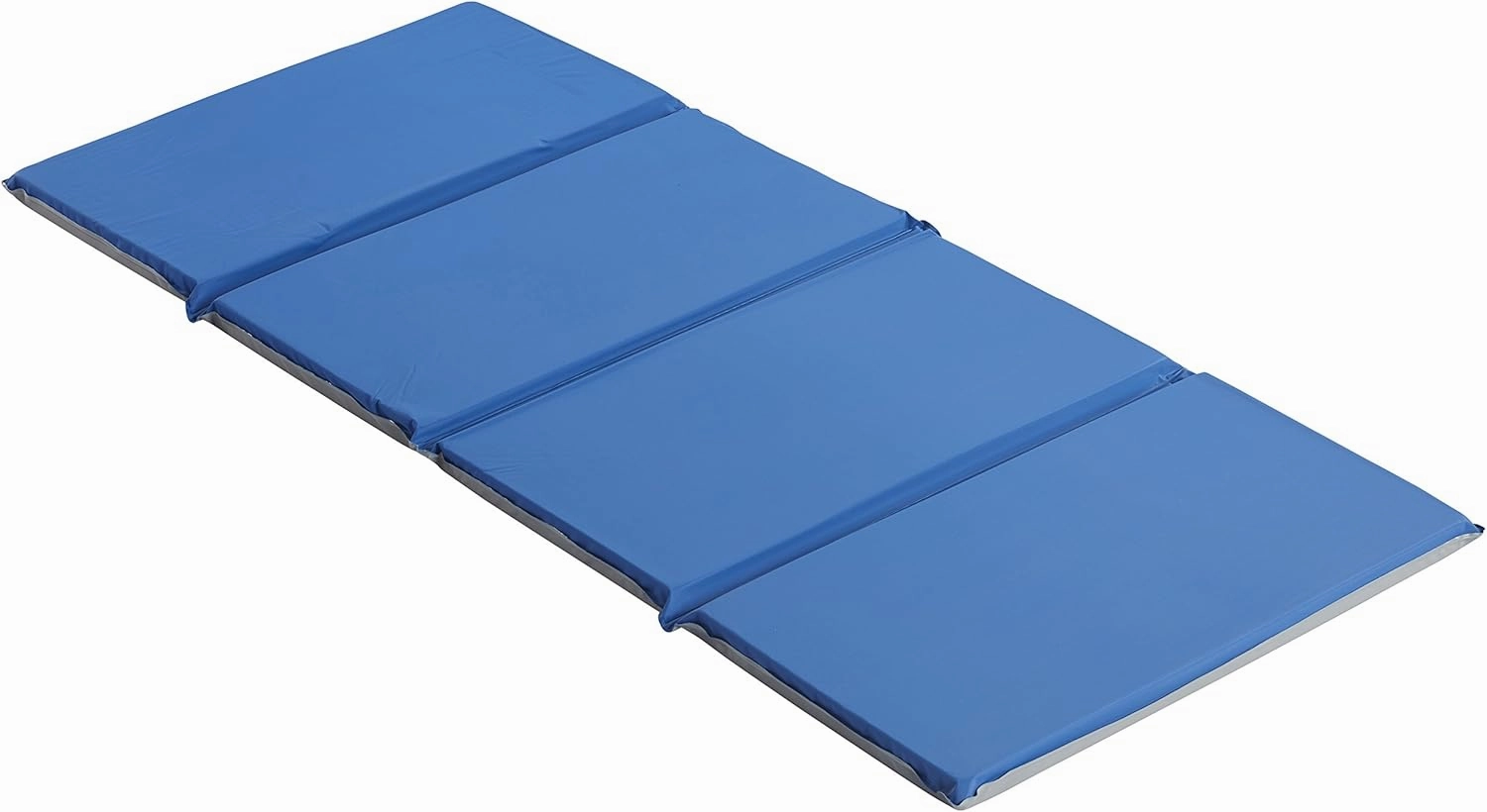 ECR4Kids Everyday Folding Rest Mat, 4-Section, 1in, Classroom Furniture, Blue/Grey
