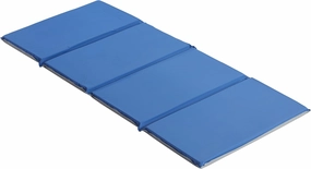 ECR4Kids Everyday Folding Rest Mat, 4-Section, 1in, Classroom Furniture, Blue/Grey