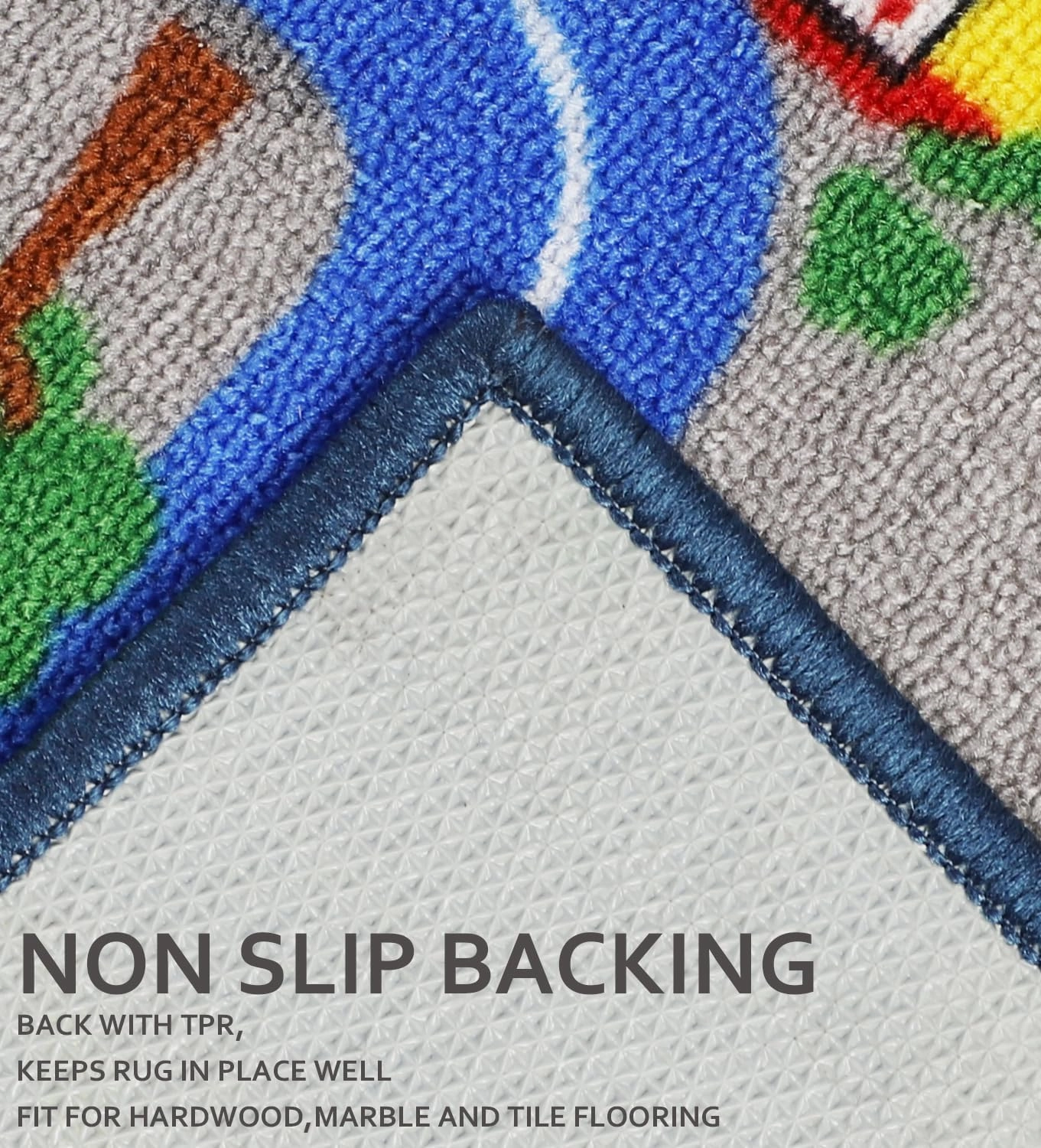 Educational Road Traffic Carpet Kids Carpet Playmat Car Rug Fun City Life Map Kids Car Rug Non Slip Play Carpet for Children Playroom Bedroom Classroom Decor (Blue, 5'2''x3'3'')