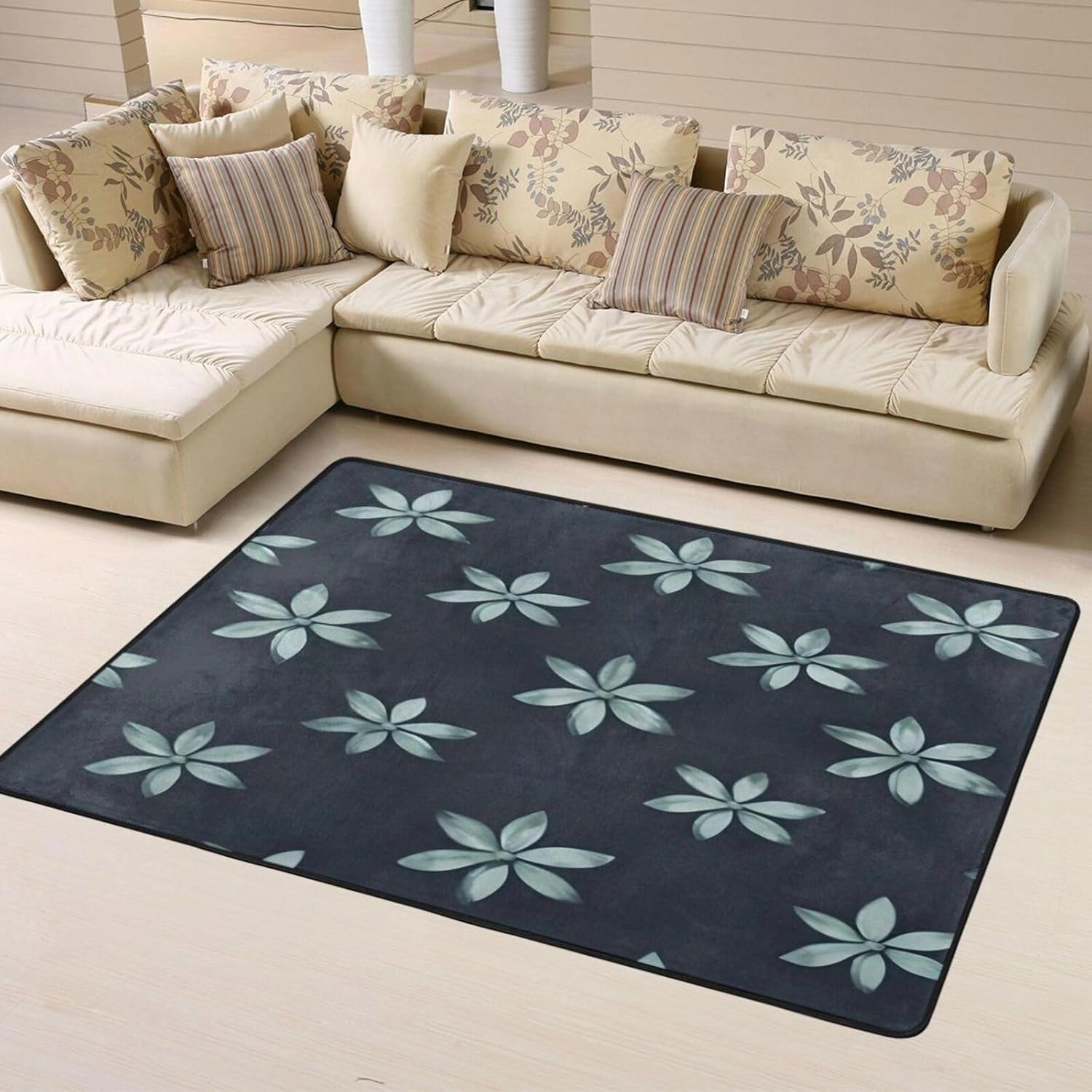 EkcoS Beautiful Camellia Large Area Rugs for Living Room, Super Soft Fluffy Modern Bedroom Rug,Soft Plush Furry Bedside Rug,(63x48in)