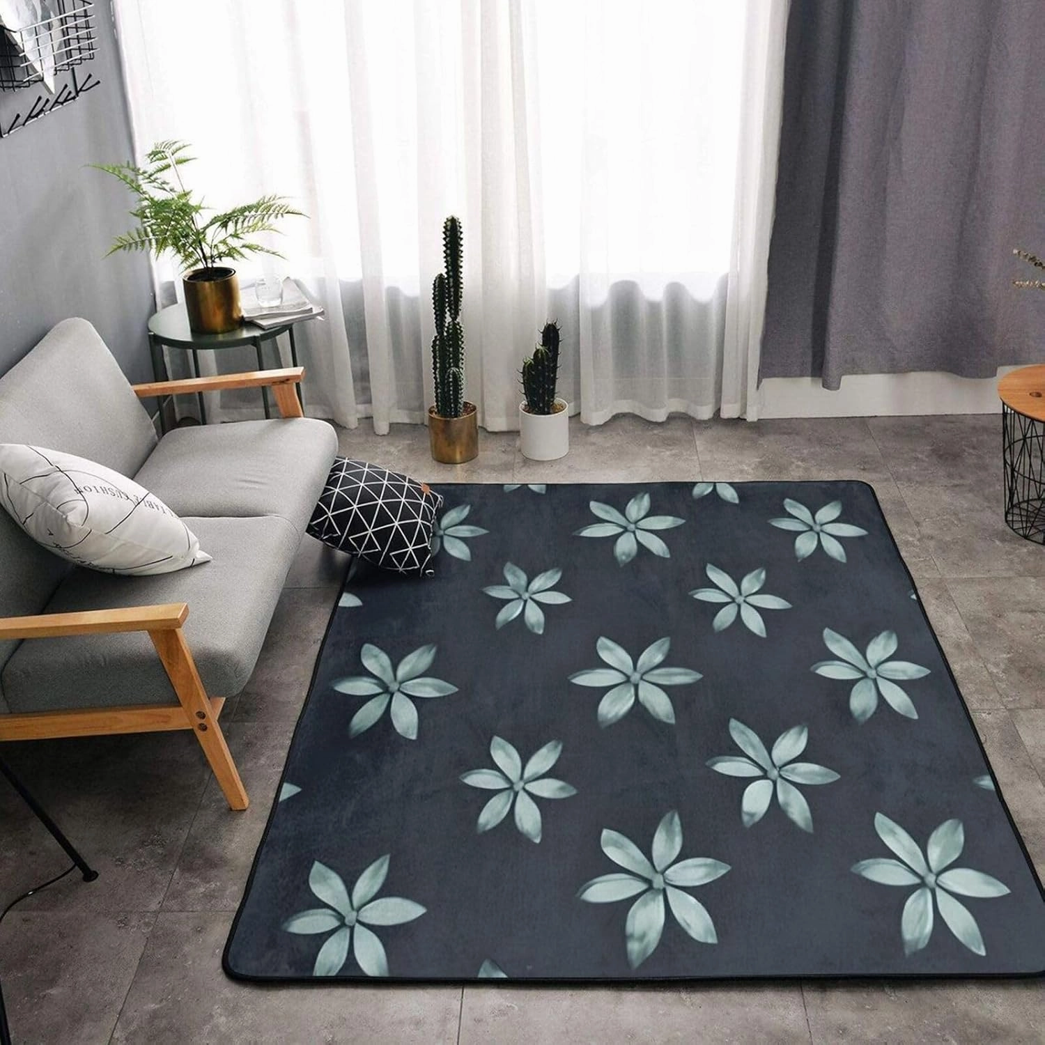 EkcoS Beautiful Camellia Large Area Rugs for Living Room, Super Soft Fluffy Modern Bedroom Rug,Soft Plush Furry Bedside Rug,(63x48in)