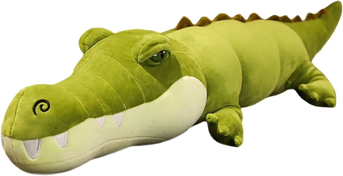 ELAINREN Large Realistic Crocodile Plush Giant Alligator Stuffed Animal Soft Green Crocodile Hugging Pillow Decor Gifts Xmas Birthday,47.2''