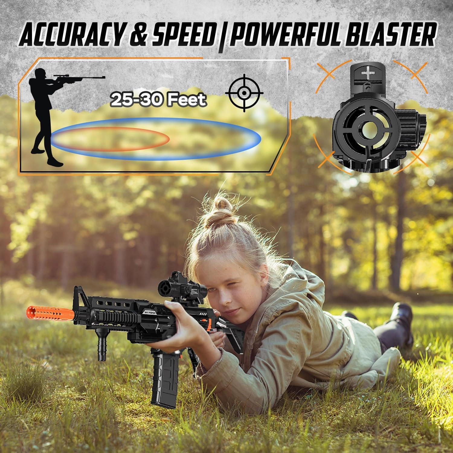 Electric Automatic Toy Gun for Guns Sniper Soft Bullets Shoot Faster Burst Soft Bullets Toy Gun for Boys,Toy Foam Blasters & Guns with 100 Toy Sniper Darts for Kids Black