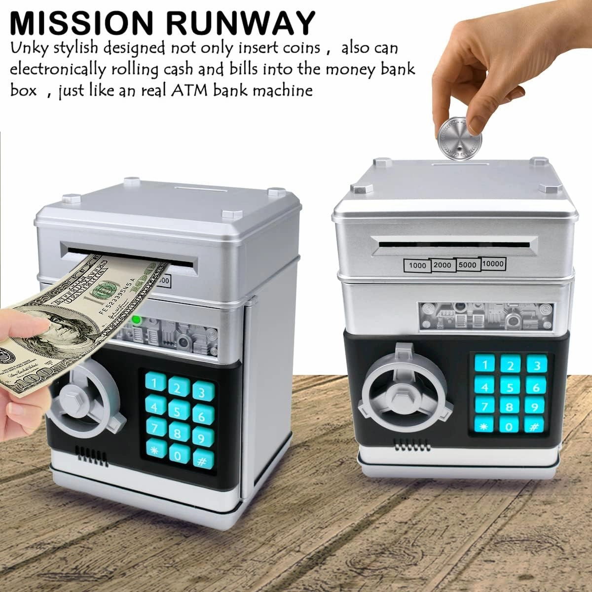 Electronic Password Piggy Bank for Kids - Mini ATM Safe Bank Toy for 3-14 Year Old Boys and Girls