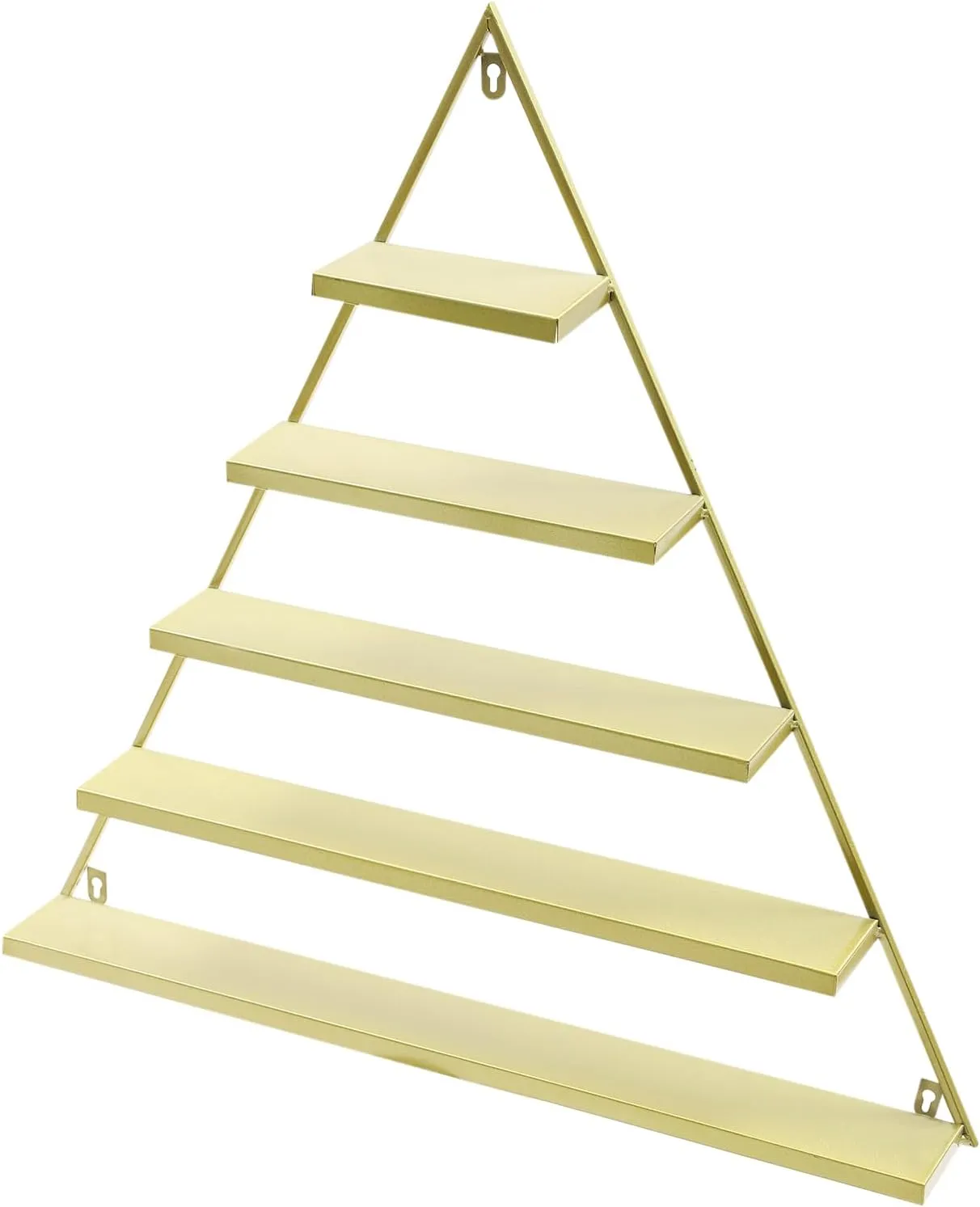 Elegant Gold Wall Mounted Nail Polish Rack - Set of 6 Triangular Cosmetic Display Shelves for Essential Oil Bottles, Organize Your Lipsticks and Perfumes in Style at Home or Salon (Gold)