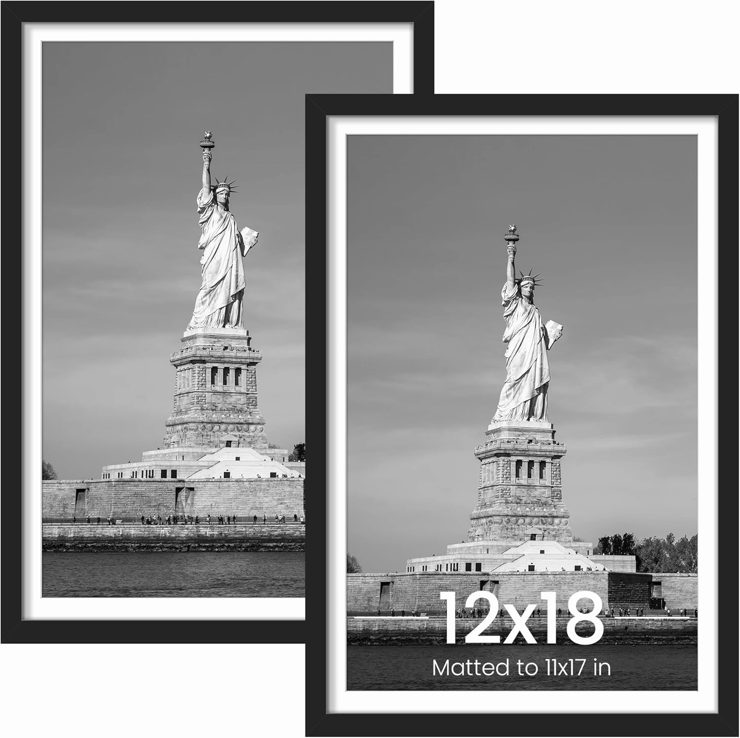ENJOYBASICS 12x18 Picture Frame, Display Poster 11x17 with Mat or 12 x 18 Without, Wall Gallery Photo Frames, Black, 2 Pack